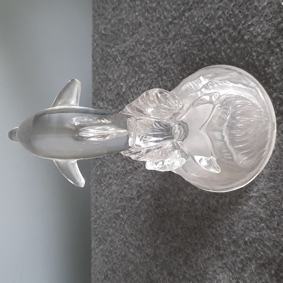 Vintage Crystal Dolphin with Frosted Glass Base - Picture 9 of 10